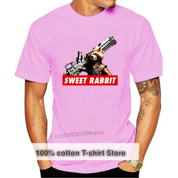 100% Medvilnės O-kaklo Užsakymą Išspausdinti Marškinėlius Vyrų marškinėliai Saldus Triušis - Raketų Meškėnas Moterys T-Shirt