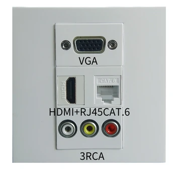 86 VGA HDMI RJ45CAT.6 3-hole RCA tiesiogiai jungiamojo moterų multimedijos pultas