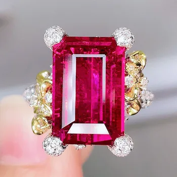 Aikštėje Rose Red Crystal Ruby Agatas Brangakmenių, Deimantų Žiedai Moterims Fine Jewelry Prabangus Elegantiškas Aksesuaras Juostų Dovanų Šalis