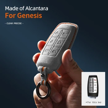 Alcantara For Genesis G80 GV70 GV80 2019 2020 2021 2022 TPU 4/6/8 Mygtuką Automobilio Raktas Padengti Atveju Nuotolinio Raktų pakabukas Automobilių Reikmenys