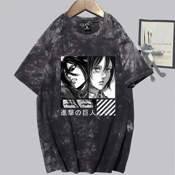 Anime Ataka Titan Marškinėlius Naujovė Kaklaraištis Dažų Marškinėliai Atsitiktinis Ulzzang Trumpomis Rankovėmis Viršūnes Vyras
