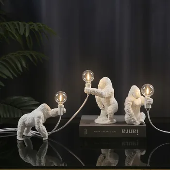 Gorila patalpų apdailos, interneto įžymybė ornamentai, gyvūnų naktį žibintai