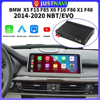 JUSTNAVI Automobilio Multimedijos Belaidžio CarPlay BMW X5 F15 F85 X6 F16 F86 2014-2020 M. X1 F48 2016 - 2020 m. CIC NBT EVO Sistema su Auto