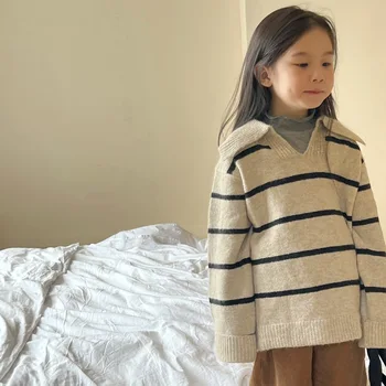 Korėjos Vaikų Drabužiai 2023 M. Rudenį Naujų Produktų korėjos Vaikų Juostele Megztinis Atsitiktinis Megztinis megztas megztinis