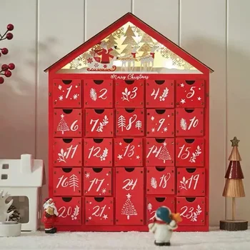 Kūrybos Kalėdų Atgalinės Atskaitos Kalendorius Mediniai 24 Stalčių Vaikų Šviesą Dovanos, Saldainiai Stalčių Organizatorius
