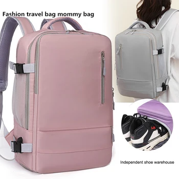 Multi-Kišenės Moterų Laptop Backpack 15.6 colių Paauglės, USB Įkrovimo Mokyklos Kuprinė Nepriklausoma Batų krepšys Kelionės Lauko Krepšys