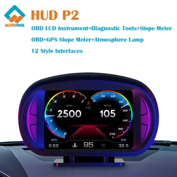 P2 OBD2 GPS Automobilių HUD Ekranas Šlaito Metre Head Up Display Automobilių Spidometro Daviklis Signalo Funkciją, Automobilių Elektronikos Priedai
