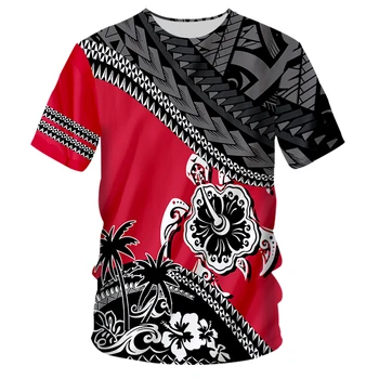 Polinezijos vyriški trumpi rankovėmis marškinėliai, įdomių 3D atspausdintas marškinėliai, laisvalaikio, mados, hip-hop, punk, apvalios kaklo, 2023
