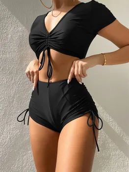 Push-Up Bikinis Aukšto Juosmens maudymosi kostiumėlį 2023 Seksualus V-kaklo Brazilijos Bikini maudymosi Kostiumėliai Moterims Raišteliu Maudymosi Kostiumą Mujer De Maillot Bain
