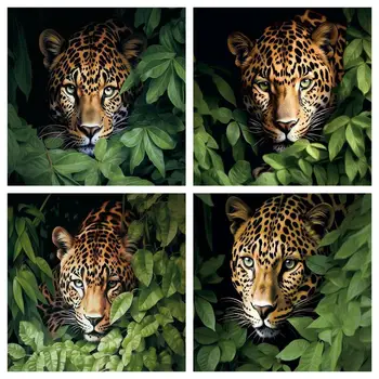 RUOPOTY Tapybos Numeriai Starter Kit Leopard Lapų piešinių Gyvūnų kambarį apdaila