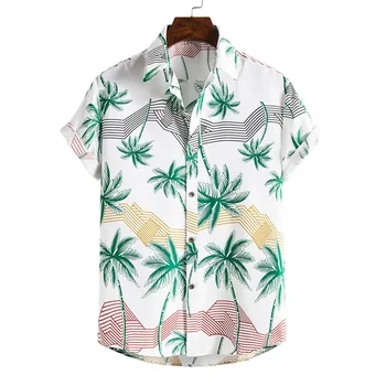 Vasaros Aukštos Kokybės Medvilnės Mens Havajų Marškinėliai Spausdinami Trumpas Rankovės Didelis Dydis Havajai Vyrų Paplūdimio Gėlių Marškiniai Kelis 1037