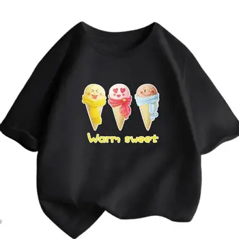 Vasarą Vaikams Drabužių Kawaii Unisex Ledų Saldus Spausdinti Animacinių Filmų Marškinėliai Kūdikių Drabužiai 3-14 Metų Mergaičių T Shirts